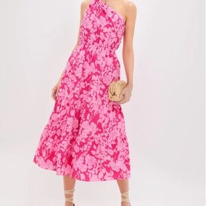 Hyacinth House Pink Textured One Shoulder Sybil Maxi Dress